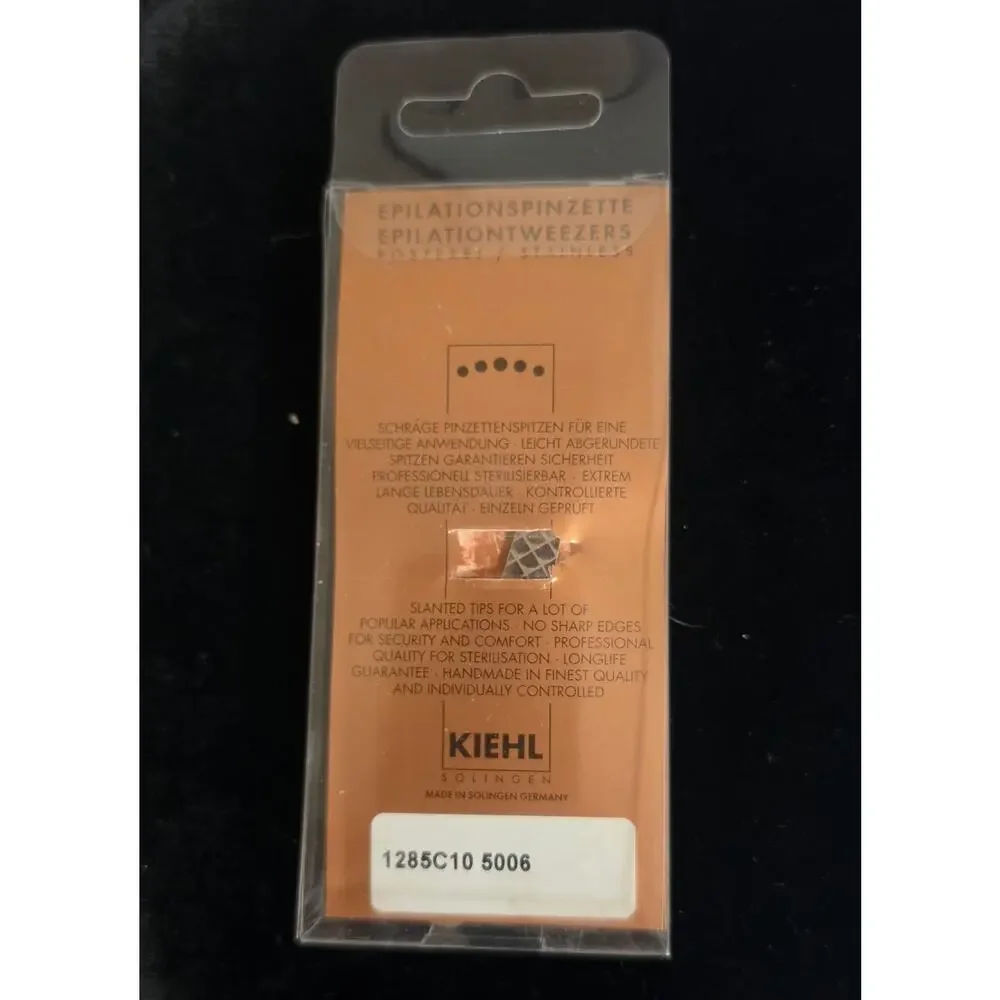 Kiehl Solingen Germany Epilation Tweezers Stainless Steel Slanted Professional
